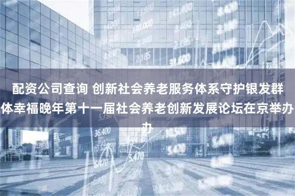 配资公司查询 创新社会养老服务体系守护银发群体幸福晚年第十一届社会养老创新发展论坛在京举办